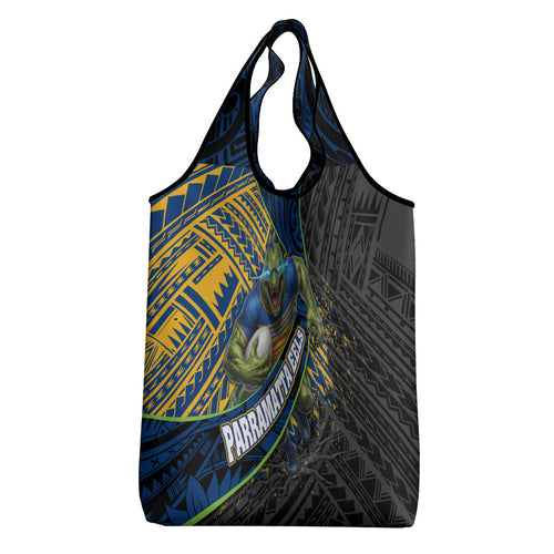 Parramatta Eels Rugby Grocery Bag Tribal Polynesian Power Art - Lightning Mascot