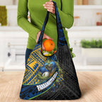 Parramatta Eels Rugby Grocery Bag Tribal Polynesian Power Art - Lightning Mascot