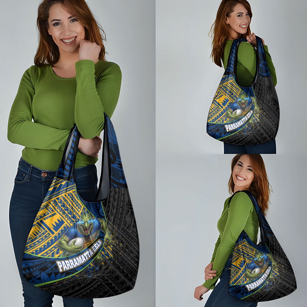 Parramatta Eels Rugby Grocery Bag Tribal Polynesian Power Art - Lightning Mascot