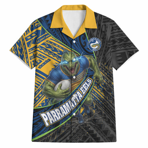 Parramatta Eels Rugby Hawaiian Shirt Tribal Polynesian Power Art - Lightning Mascot