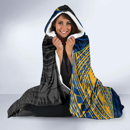 Parramatta Eels Rugby Hooded Blanket Tribal Polynesian Power Art - Lightning Mascot