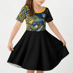 Parramatta Eels Rugby Kid Short Sleeve Dress Tribal Polynesian Power Art - Lightning Mascot