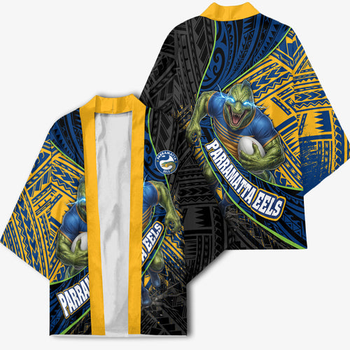 Parramatta Eels Rugby Kimono Tribal Polynesian Power Art - Lightning Mascot