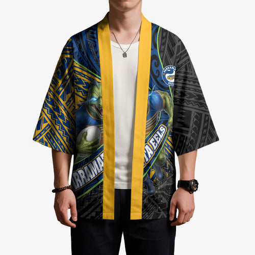 Parramatta Eels Rugby Kimono Tribal Polynesian Power Art - Lightning Mascot