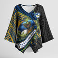 Parramatta Eels Rugby Kimono Sleeve Blouse Tribal Polynesian Power Art - Lightning Mascot