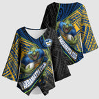 Parramatta Eels Rugby Kimono Sleeve Blouse Tribal Polynesian Power Art - Lightning Mascot