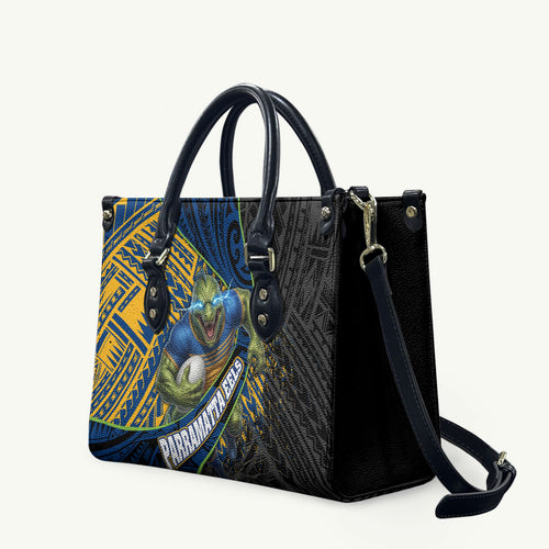 Parramatta Eels Rugby Leather Bag Tribal Polynesian Power Art - Lightning Mascot