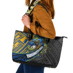 Parramatta Eels Rugby Leather Tote Bag Tribal Polynesian Power Art - Lightning Mascot