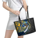 Parramatta Eels Rugby Leather Tote Bag Tribal Polynesian Power Art - Lightning Mascot