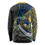 Parramatta Eels Rugby Long Sleeve Shirt Tribal Polynesian Power Art - Lightning Mascot