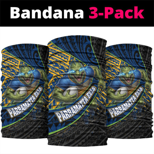 Parramatta Eels Rugby Neck Gaiter Tribal Polynesian Power Art - Lightning Mascot