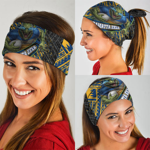 Parramatta Eels Rugby Neck Gaiter Tribal Polynesian Power Art - Lightning Mascot