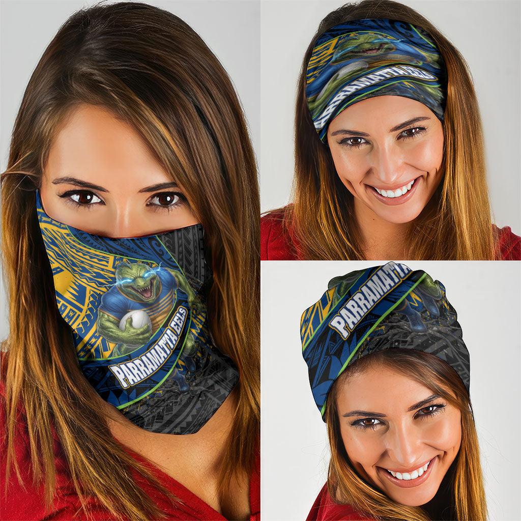 Parramatta Eels Rugby Neck Gaiter Tribal Polynesian Power Art - Lightning Mascot