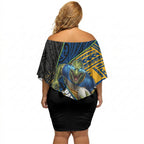 Parramatta Eels Rugby Off Shoulder Short Dress Tribal Polynesian Power Art - Lightning Mascot