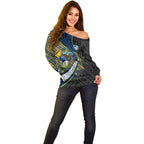 Parramatta Eels Rugby Off Shoulder Sweater Tribal Polynesian Power Art - Lightning Mascot