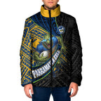 Parramatta Eels Rugby Padded Jacket Tribal Polynesian Power Art - Lightning Mascot