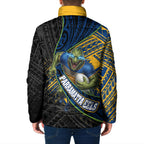 Parramatta Eels Rugby Padded Jacket Tribal Polynesian Power Art - Lightning Mascot