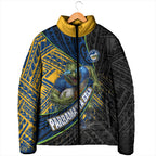 Parramatta Eels Rugby Padded Jacket Tribal Polynesian Power Art - Lightning Mascot