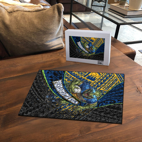 Parramatta Eels Rugby Puzzle Tribal Polynesian Power Art - Lightning Mascot