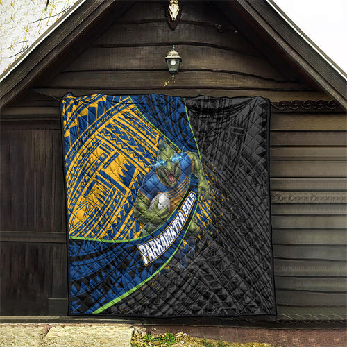 Parramatta Eels Rugby Quilt Tribal Polynesian Power Art - Lightning Mascot