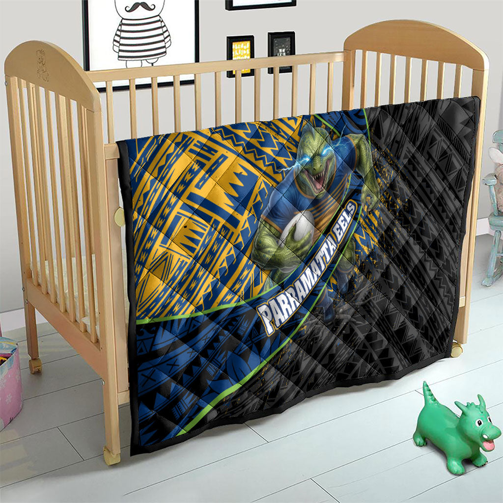 Parramatta Eels Rugby Quilt Tribal Polynesian Power Art - Lightning Mascot