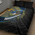 Parramatta Eels Rugby Quilt Bed Set Tribal Polynesian Power Art - Lightning Mascot