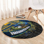 Parramatta Eels Rugby Round Carpet Tribal Polynesian Power Art - Lightning Mascot