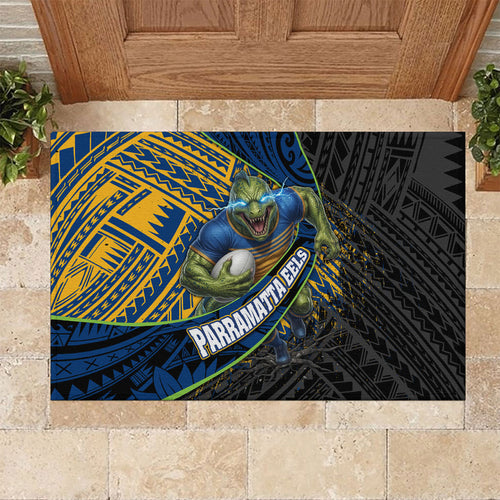 Parramatta Eels Rugby Rubber Doormat Tribal Polynesian Power Art - Lightning Mascot