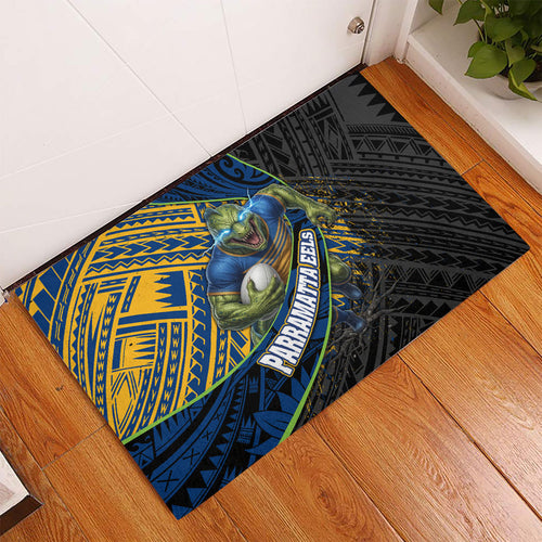 Parramatta Eels Rugby Rubber Doormat Tribal Polynesian Power Art - Lightning Mascot