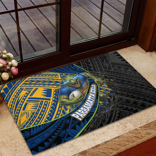 Parramatta Eels Rugby Rubber Doormat Tribal Polynesian Power Art - Lightning Mascot