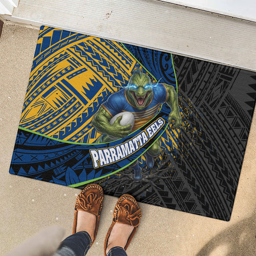 Parramatta Eels Rugby Rubber Doormat Tribal Polynesian Power Art - Lightning Mascot