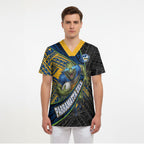 Parramatta Eels Rugby Scrub Top Tribal Polynesian Power Art - Lightning Mascot