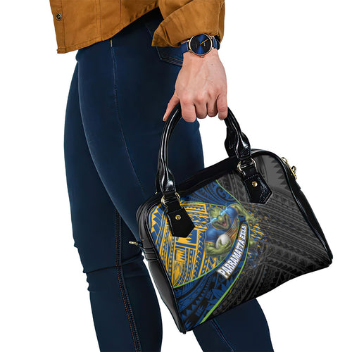 Parramatta Eels Rugby Shoulder Handbag Tribal Polynesian Power Art - Lightning Mascot