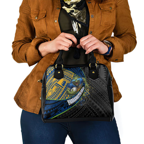 Parramatta Eels Rugby Shoulder Handbag Tribal Polynesian Power Art - Lightning Mascot