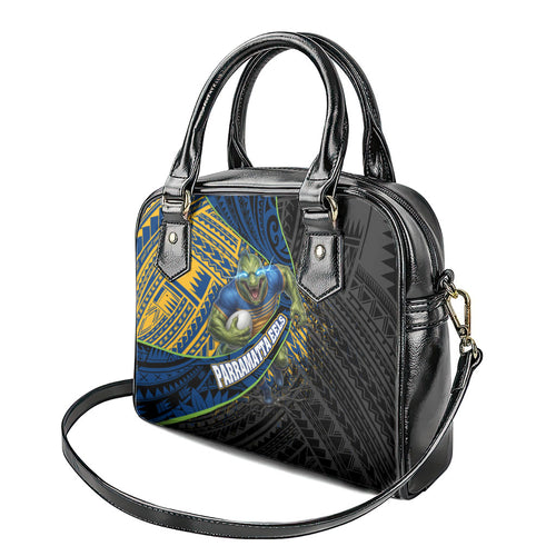 Parramatta Eels Rugby Shoulder Handbag Tribal Polynesian Power Art - Lightning Mascot