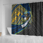 Parramatta Eels Rugby Shower Curtain Tribal Polynesian Power Art - Lightning Mascot