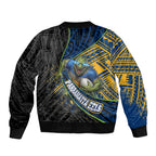 Parramatta Eels Rugby Sleeve Zip Bomber Jacket Tribal Polynesian Power Art - Lightning Mascot