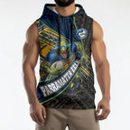 Parramatta Eels Rugby Sleeveless Hoodie Tribal Polynesian Power Art - Lightning Mascot