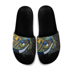 Parramatta Eels Rugby Slide Sandals Tribal Polynesian Power Art - Lightning Mascot