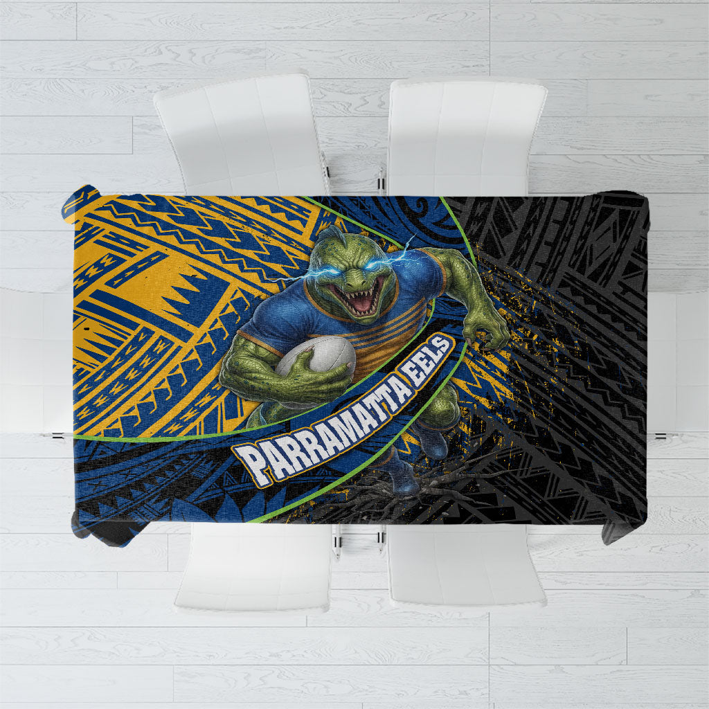 Parramatta Eels Rugby Tablecloth Tribal Polynesian Power Art - Lightning Mascot