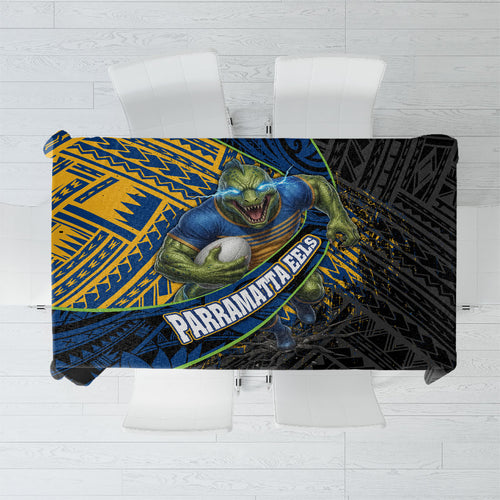 Parramatta Eels Rugby Tablecloth Tribal Polynesian Power Art - Lightning Mascot