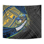 Parramatta Eels Rugby Tapestry Tribal Polynesian Power Art - Lightning Mascot