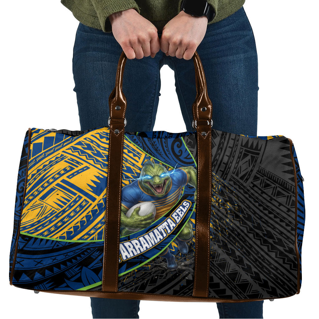 Parramatta Eels Rugby Travel Bag Tribal Polynesian Power Art - Lightning Mascot
