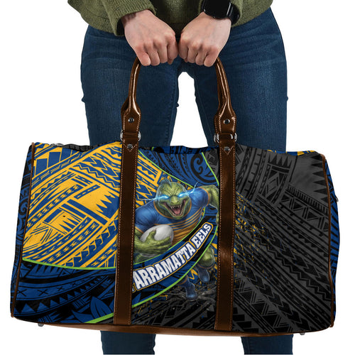 Parramatta Eels Rugby Travel Bag Tribal Polynesian Power Art - Lightning Mascot