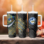 Parramatta Eels Rugby Tumbler With Handle Tribal Polynesian Power Art - Lightning Mascot