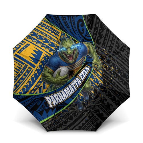 Parramatta Eels Rugby Umbrella Tribal Polynesian Power Art - Lightning Mascot