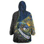 Parramatta Eels Rugby Wearable Blanket Hoodie Tribal Polynesian Power Art - Lightning Mascot
