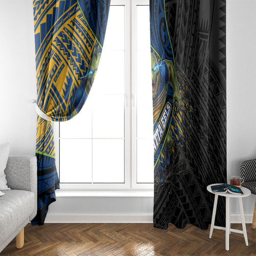 Parramatta Eels Rugby Window Curtain Tribal Polynesian Power Art - Lightning Mascot