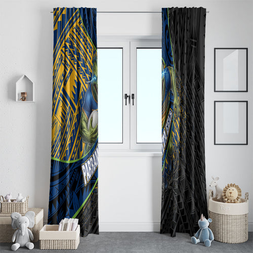 Parramatta Eels Rugby Window Curtain Tribal Polynesian Power Art - Lightning Mascot