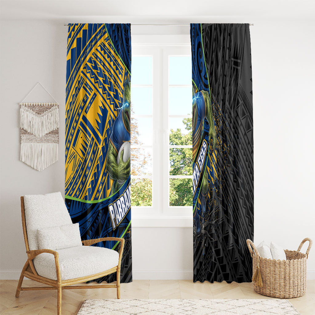 Parramatta Eels Rugby Window Curtain Tribal Polynesian Power Art - Lightning Mascot